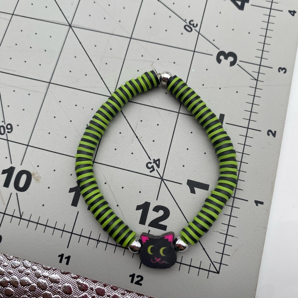 Green and Black Cat Bracelet for Kids
